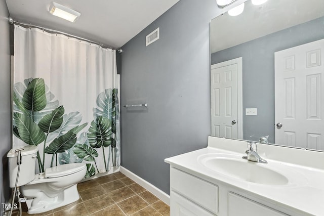 825 Highwater Pl, Fuquay Varina, NC 27526 - bathroom featuring vanity, tile patterned floors, and a shower with curtain