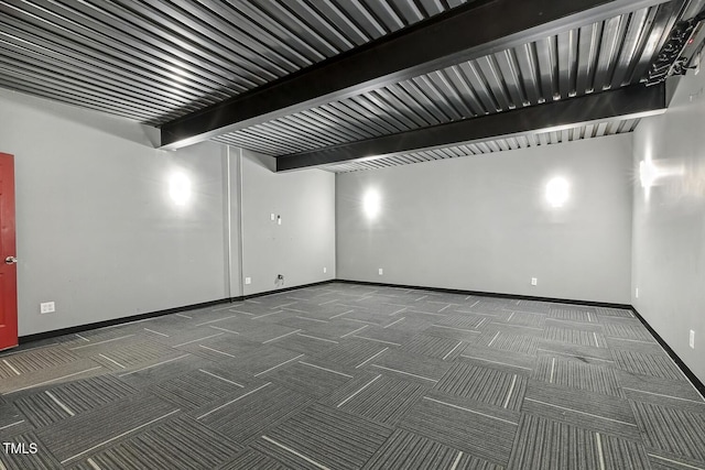 825 Highwater Pl, Fuquay Varina, NC 27526 - spare room featuring carpet floors and beamed ceiling