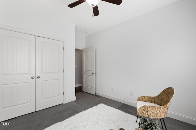 853 Bluffcreek Dr, Fuquay Varina, NC 27526 - sitting room with dark carpet and a ceiling fan