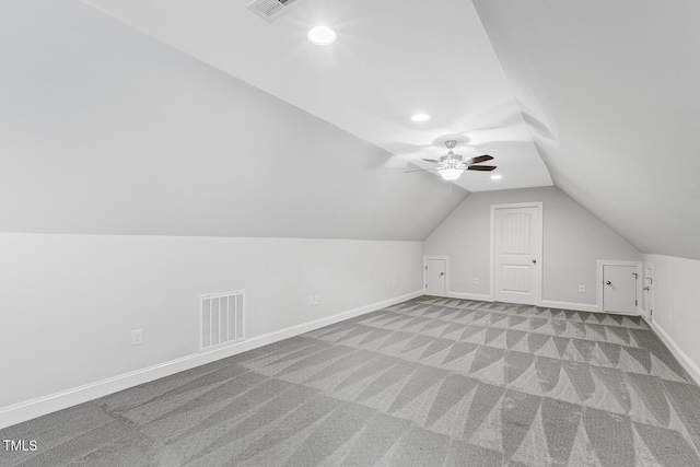 853 Bluffcreek Dr, Fuquay Varina, NC 27526 - additional living space featuring lofted ceiling, carpet, recessed lighting, and a ceiling fan