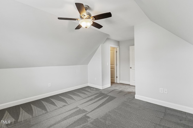 853 Bluffcreek Dr, Fuquay Varina, NC 27526 - bonus room featuring vaulted ceiling, carpet floors, and ceiling fan