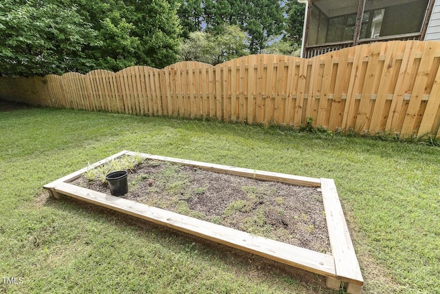 853 Bluffcreek Dr, Fuquay Varina, NC 27526 - fenced yard with a garden and a sunroom