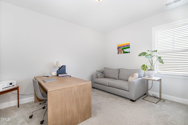 2128 Jollay St, Durham, NC 27703 - office area with light carpet, baseboards, and healthy amount of natural light