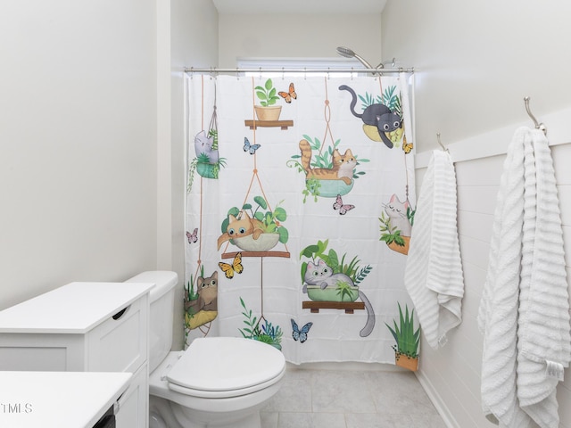 601 Grand Central Sta, Apex, NC 27502 - bathroom featuring toilet, tile patterned floors, vanity, and curtained shower