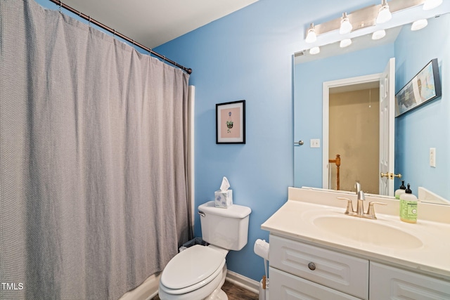 1 Lake Hill Dr, Durham, NC 27713 - full bathroom featuring vanity, toilet, and a shower with shower curtain