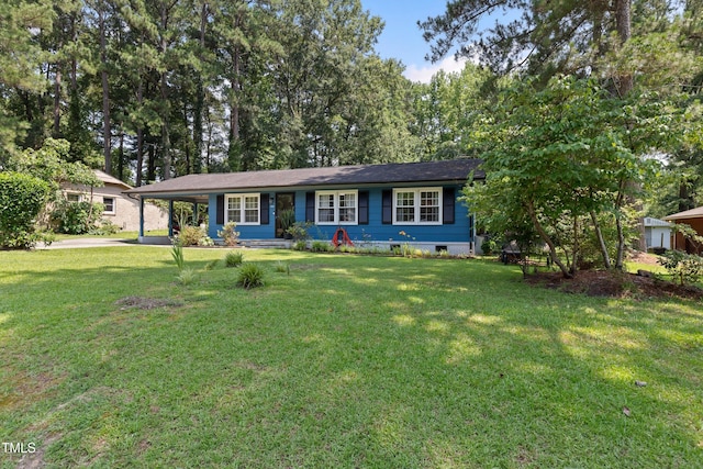 509 Forest Ridge Rd, Garner, NC 27529 - ranch-style house featuring a front yard and an attached carport