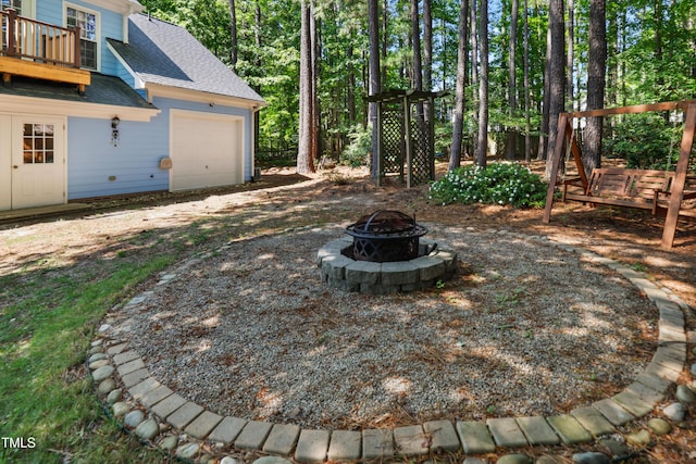 104 Shady Ridge Ct, Apex, NC 27502 - view of yard with a fire pit