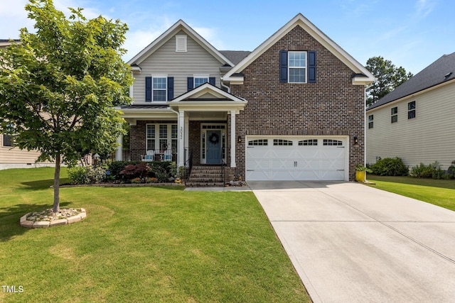 3032 Curling Creek Dr, Apex, NC 27502 - traditional home featuring brick siding, an attached garage, driveway, and a front yard
