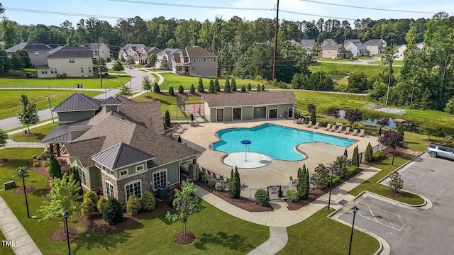 3032 Curling Creek Dr, Apex, NC 27502 - community pool with a residential view and a patio area