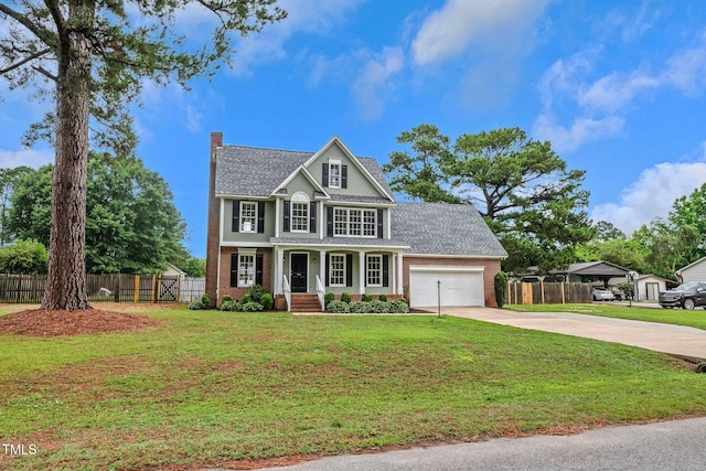 248 Robin Loop, Dunn, NC 28334 - view of front of house featuring brick siding, concrete driveway, a porch, and an attached garage