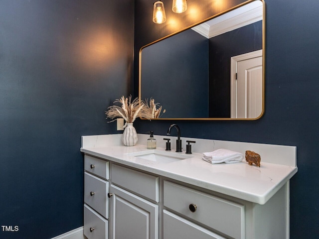 612 Peach Orchard Pl, Cary, NC 27519 - bathroom with vanity and baseboards