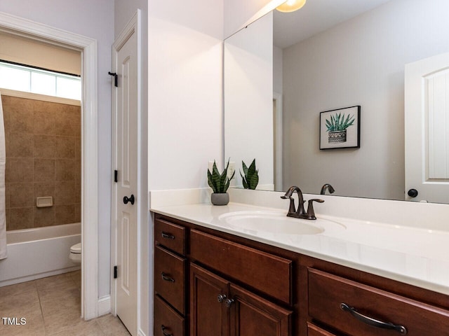 612 Peach Orchard Pl, Cary, NC 27519 - full bath featuring vanity, tile patterned floors, toilet, and shower / washtub combination
