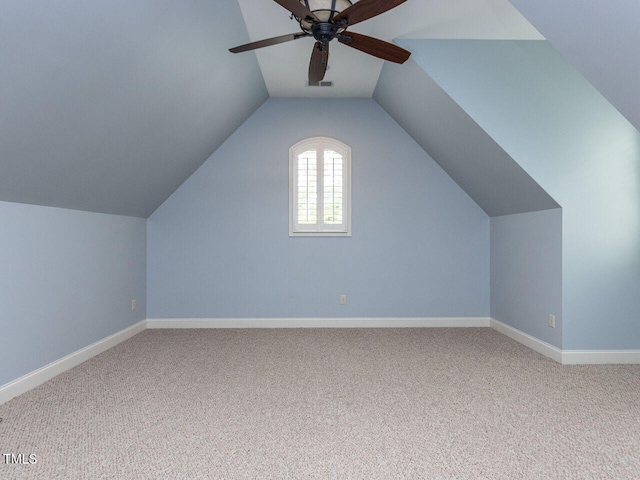 612 Peach Orchard Pl, Cary, NC 27519 - additional living space with carpet, a ceiling fan, baseboards, and lofted ceiling