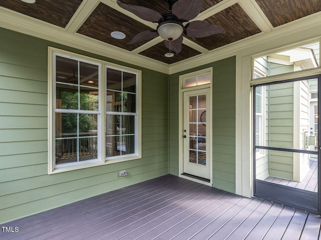 612 Peach Orchard Pl, Cary, NC 27519 - wooden deck with a ceiling fan
