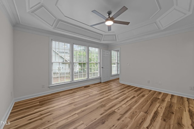 2913 Coxindale Dr, Raleigh, NC 27615 - spare room with a ceiling fan, crown molding, and wood finished floors