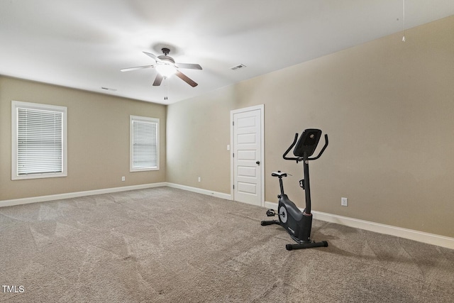 513 Goal Kick, Fuquay Varina, NC 27526 - exercise area featuring a ceiling fan and carpet floors