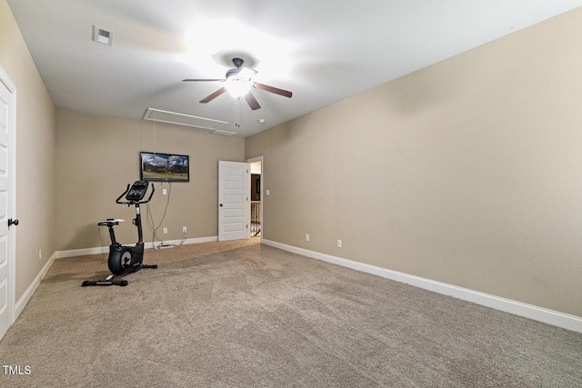 513 Goal Kick, Fuquay Varina, NC 27526 - workout area with attic access, ceiling fan, and carpet