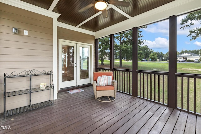 513 Goal Kick, Fuquay Varina, NC 27526 - sunroom / solarium with french doors and a ceiling fan