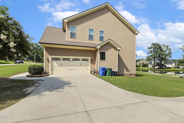 513 Goal Kick, Fuquay Varina, NC 27526 - view of side of property with a lawn, driveway, a garage, and crawl space