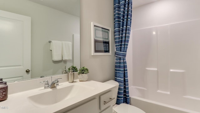 219 Carova Bnd, Apex, NC 27539 - full bath with vanity, toilet, and shower / tub combo with curtain