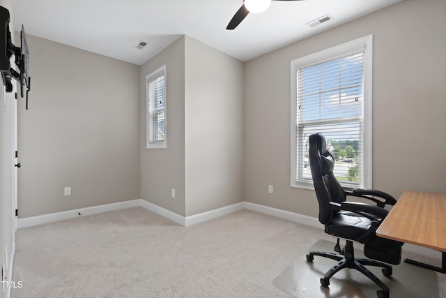 1313 Littlehills Dr, Apex, NC 27523 - office space featuring plenty of natural light, a ceiling fan, and light colored carpet