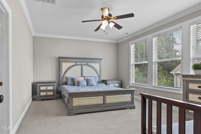 1313 Littlehills Dr, Apex, NC 27523 - carpeted bedroom with crown molding and a ceiling fan