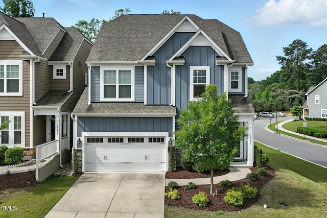 1313 Littlehills Dr, Apex, NC 27523 - traditional-style house featuring board and batten siding, driveway, a garage, roof with shingles, and a front yard