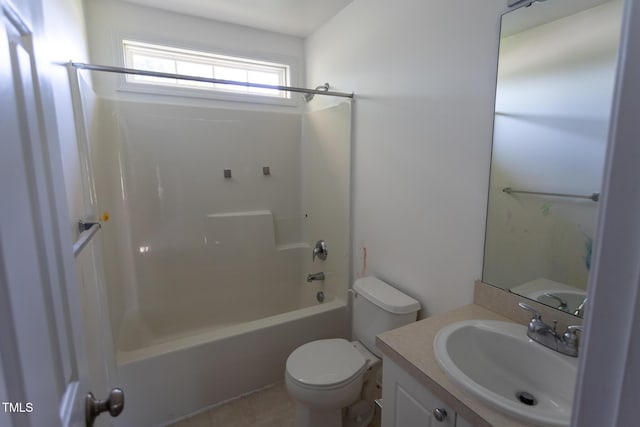 328 Mccarthy Dr, Clayton, NC 27527 - bathroom featuring tub / shower combination, vanity, toilet, and tile patterned flooring