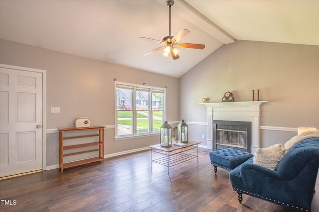 1309 Sweet Charm Ln, Knightdale, NC 27545 - living area featuring a ceiling fan, wood finished floors, and a glass covered fireplace