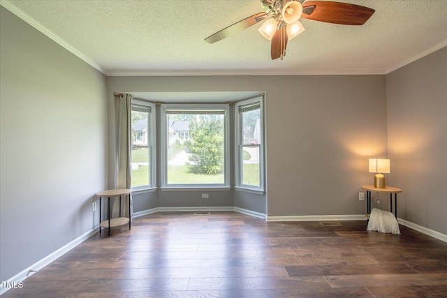 1309 Sweet Charm Ln, Knightdale, NC 27545 - unfurnished room featuring a textured ceiling, hardwood / wood-style flooring, ornamental molding, and a ceiling fan