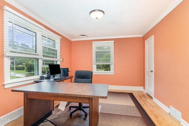 132 Lord Ashley Rd, Raleigh, NC 27610 - office with light wood finished floors and ornamental molding