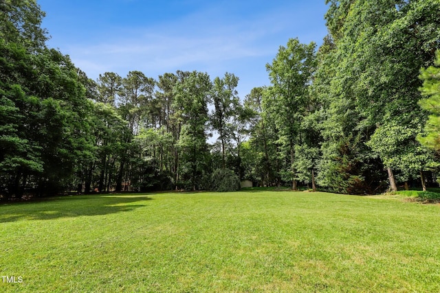 104 Benedict Ln, Raleigh, NC 27614 - view of grassy yard featuring a wooded view