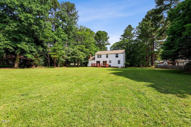 104 Benedict Ln, Raleigh, NC 27614 - view of yard featuring a wooden deck