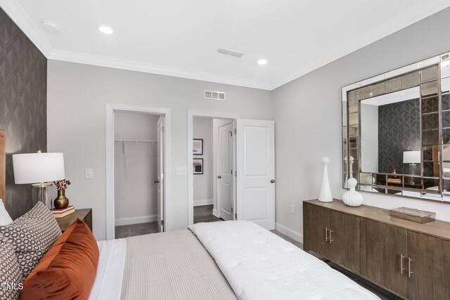 321 Calvander Ln, Apex, NC 27539 - bedroom with ornamental molding, baseboards, recessed lighting, and a spacious closet