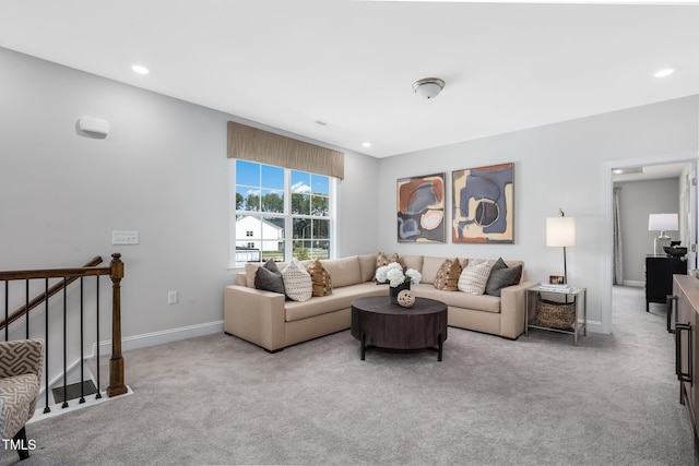 321 Calvander Ln, Apex, NC 27539 - living area featuring carpet, recessed lighting, and baseboards
