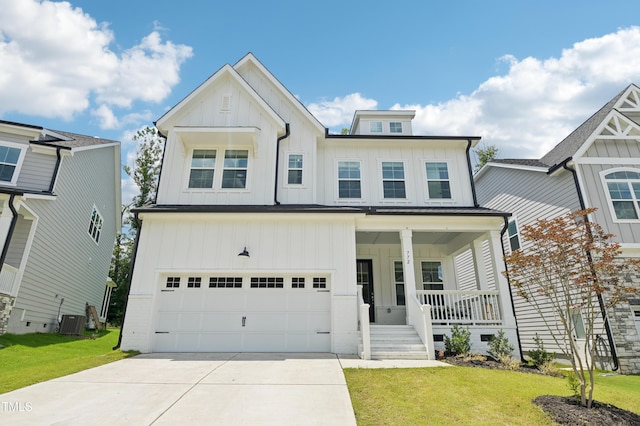 772 Mirkwood Ave, Apex, NC 27523 - view of front of property featuring board and batten siding, a porch, driveway, and a front lawn