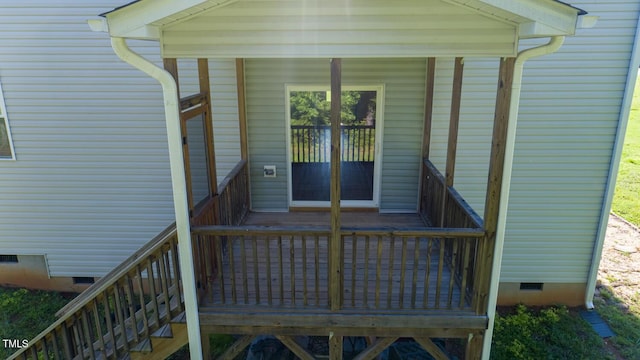 933 Weatherby Ln, Creedmoor, NC 27522 - doorway to property with crawl space and a deck