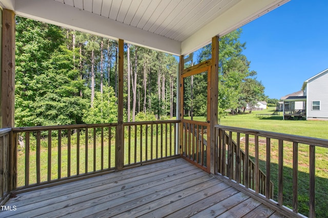 933 Weatherby Ln, Creedmoor, NC 27522 - wooden deck with a yard