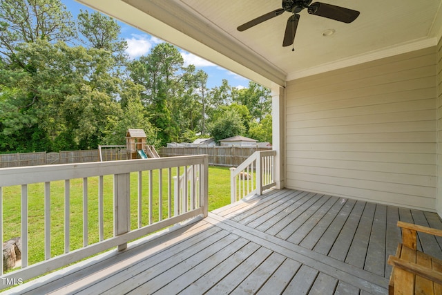 225 E End Ave, Durham, NC 27703 - deck with ceiling fan and a playground