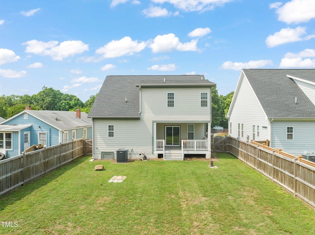 225 E End Ave, Durham, NC 27703 - back of property featuring central air condition unit, a wooden deck, and roof with shingles