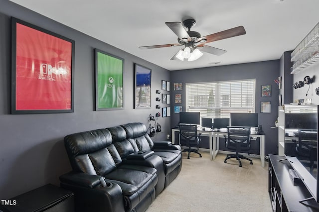 8620 Neuse Club Ln Unit 107, Raleigh, NC 27616 - office area featuring ceiling fan and carpet floors