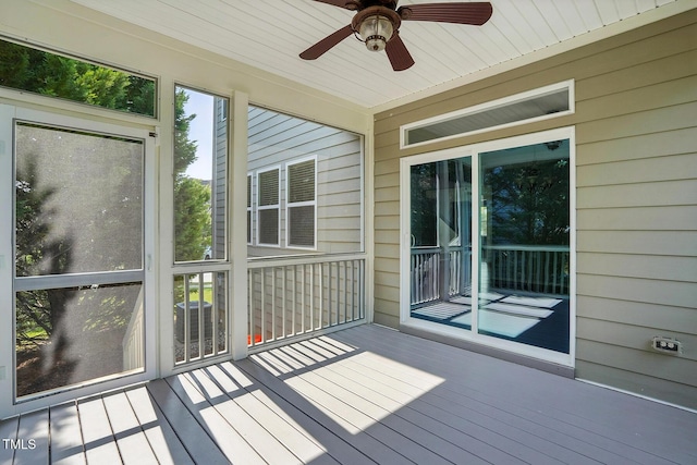 409 Kilcornac Ct, Fuquay Varina, NC 27526 - unfurnished sunroom with a ceiling fan