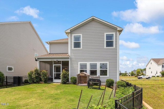 209 Sage Oak Ln, Holly Springs, NC 27540 - rear view of house with a sunroom
