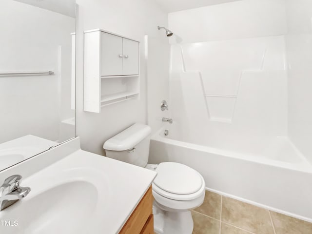 735 Sycamore Springs Dr, Fuquay Varina, NC 27526 - bathroom with vanity, bathtub / shower combination, toilet, and tile patterned flooring