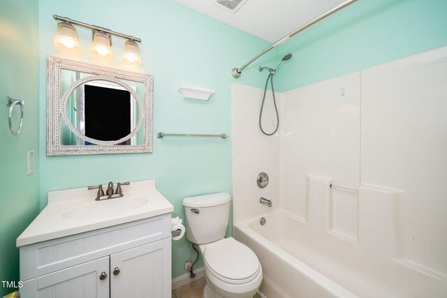 5006 Silhouette Dr, Durham, NC 27713 - full bathroom featuring tub / shower combination, vanity, and toilet