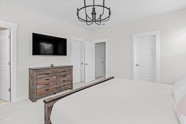 1203 Corkery Ridge Ct, Cary, NC 27519 - carpeted bedroom with a chandelier and baseboards