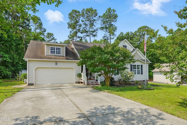 153 Hickory Nut Dr, Smithfield, NC 27577 - view of front of house featuring concrete driveway, a front yard, a garage, and crawl space