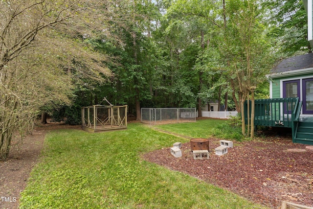 2724 Glastonbury Rd, Apex, NC 27539 - view of yard featuring a wooden deck