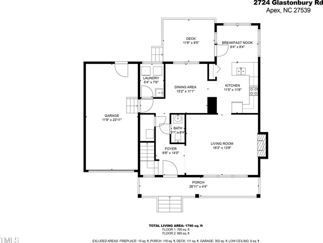2724 Glastonbury Rd, Apex, NC 27539 - floor plan / room layout