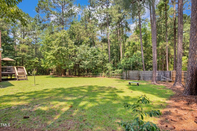 7832 Shuttle Rd, Fayetteville, NC 28311 - fenced backyard with a deck